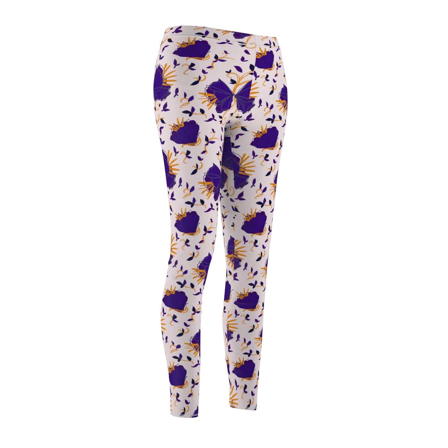 Purple Flowers Cut & Sew Casual Leggings