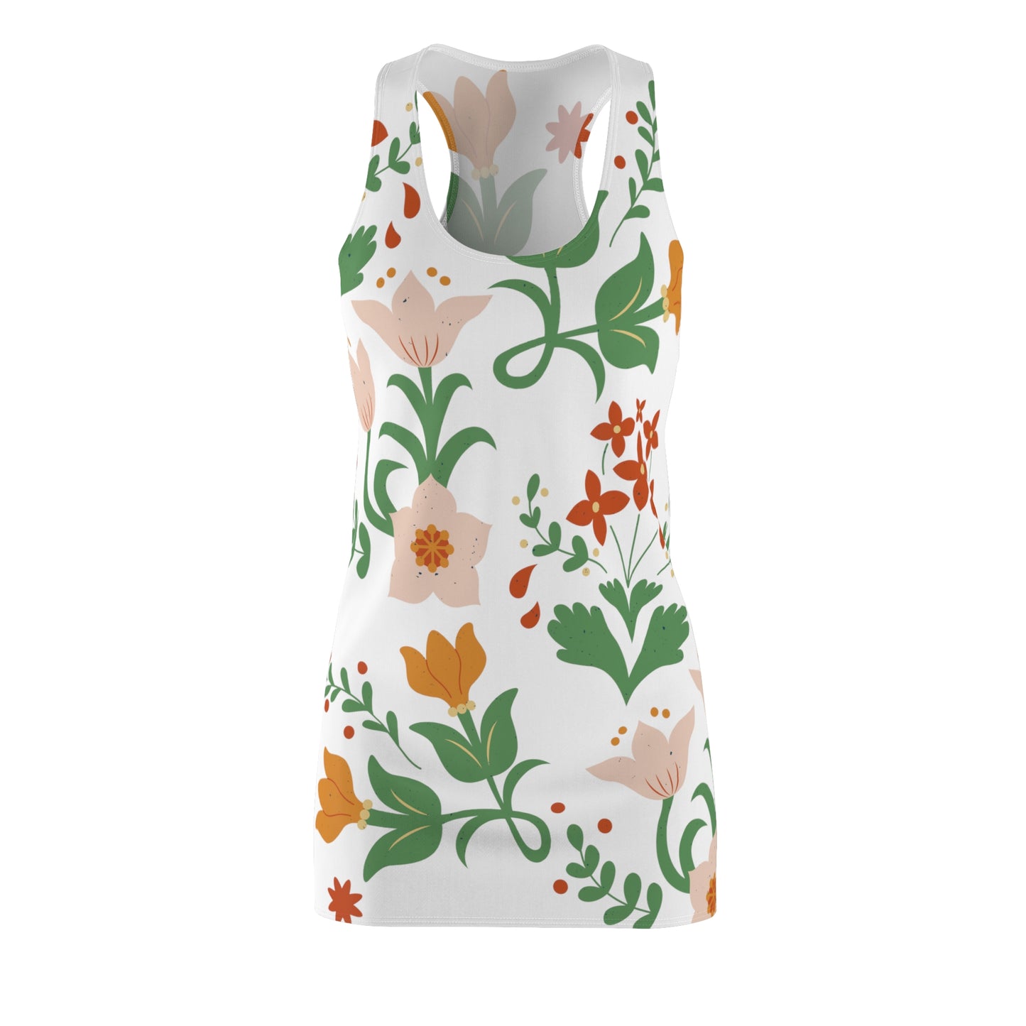 Garden Flowers Cut & Sew Racerback Dress (White)