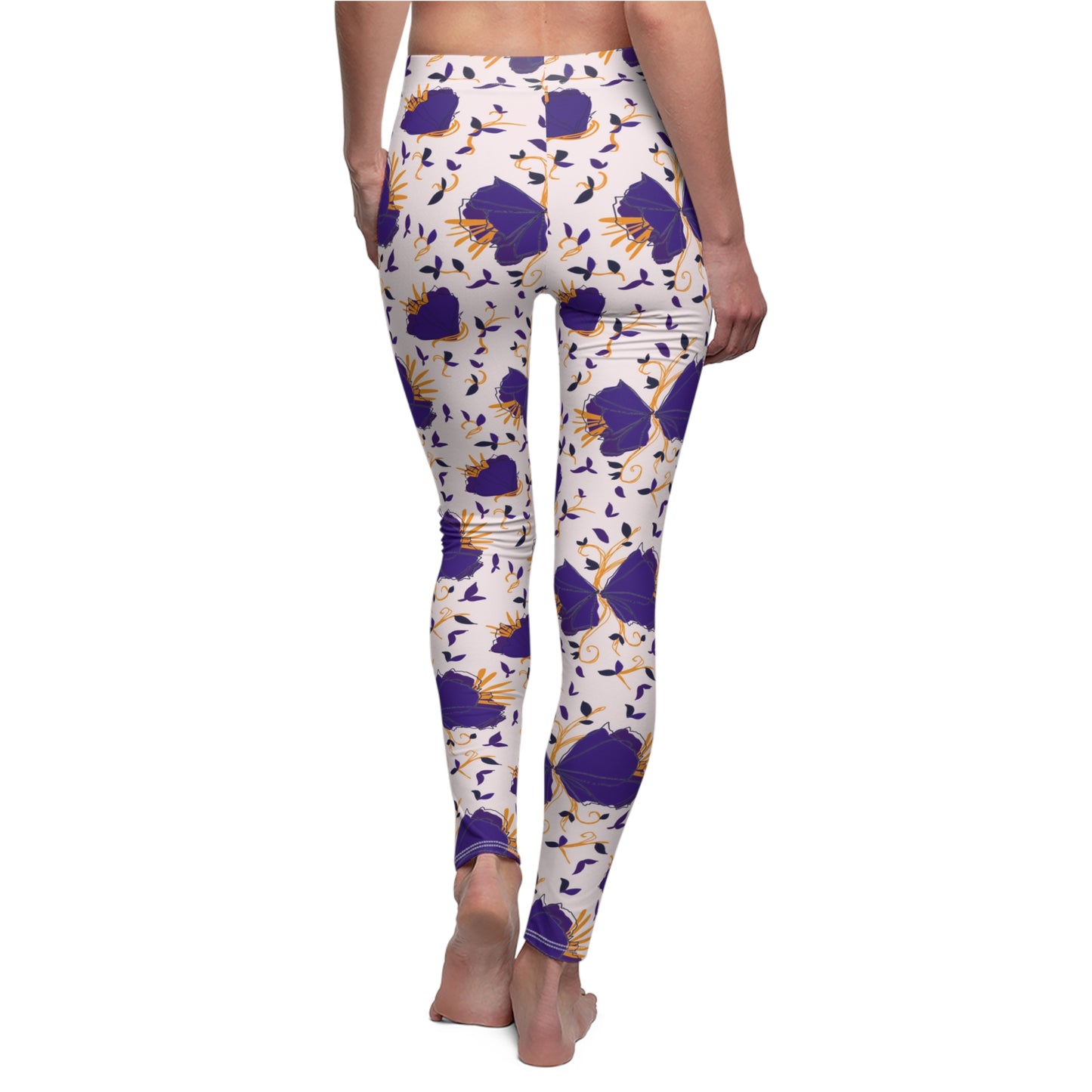 Purple Flowers Cut & Sew Casual Leggings