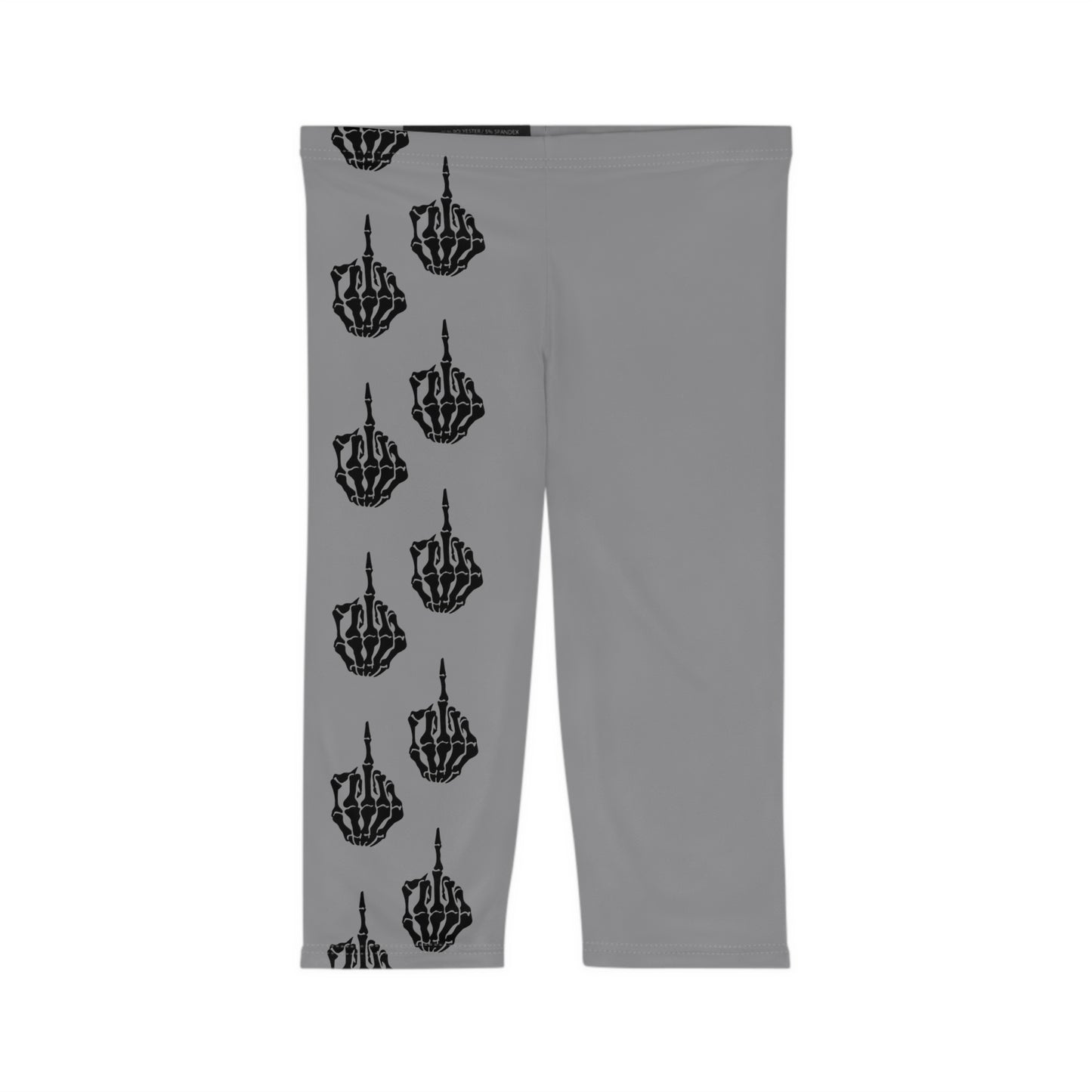 Skeleton Middle Finger - Capri Leggings