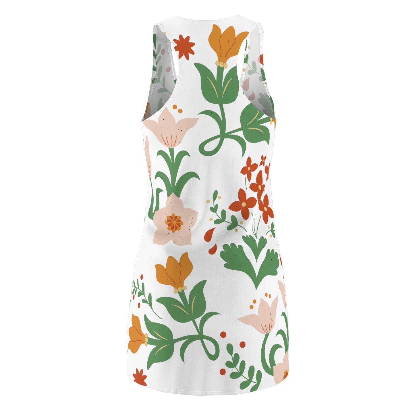Garden Flowers Cut & Sew Racerback Dress (White)
