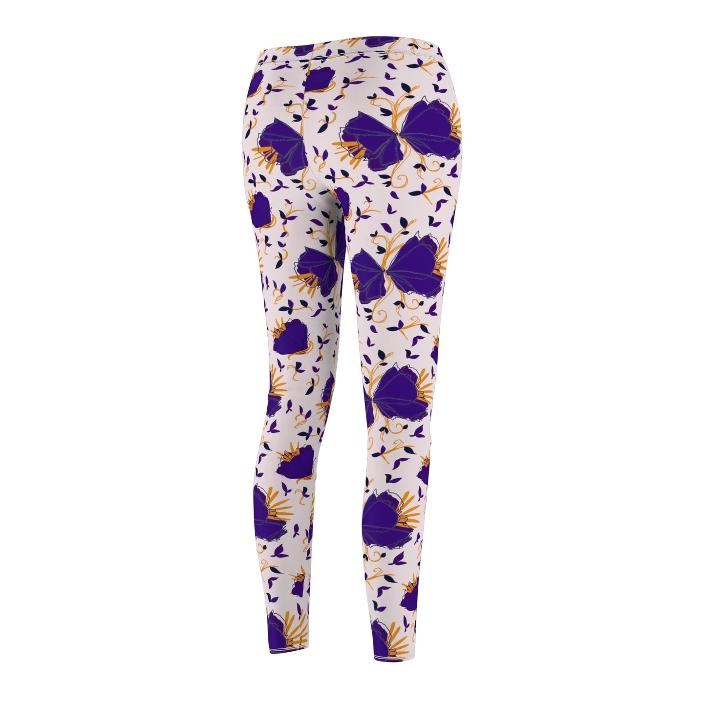 Purple Flowers Cut & Sew Casual Leggings