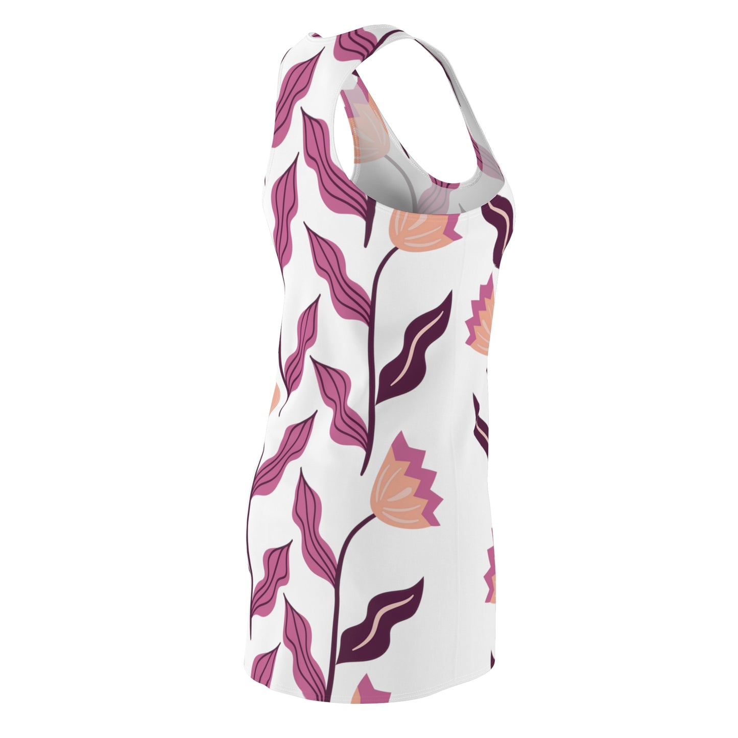 Purple Flowers Cut & Sew Racerback Dress (AOP)