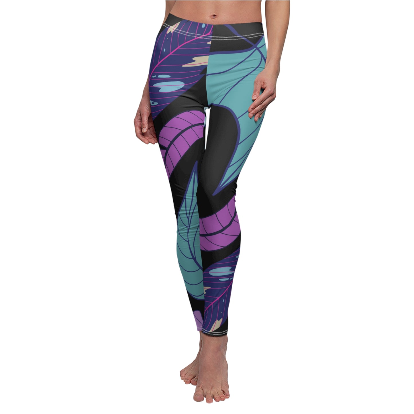 Large Jungle Leaves Cut & Sew Casual Leggings