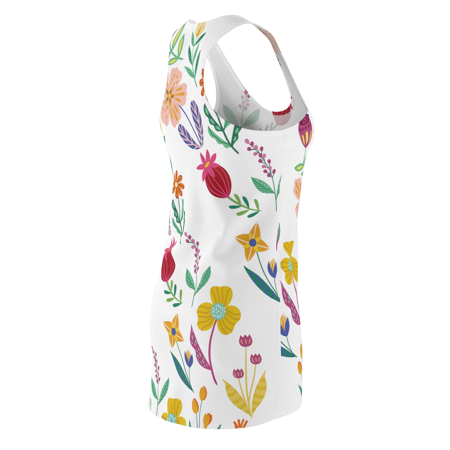 Colorful Flowers Cut & Sew Racerback Dress