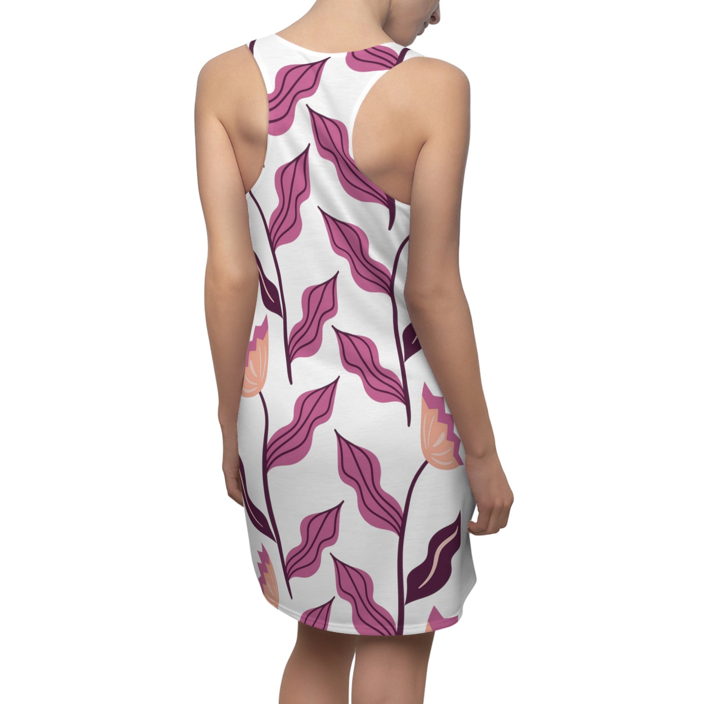 Purple Flowers Cut & Sew Racerback Dress (AOP)