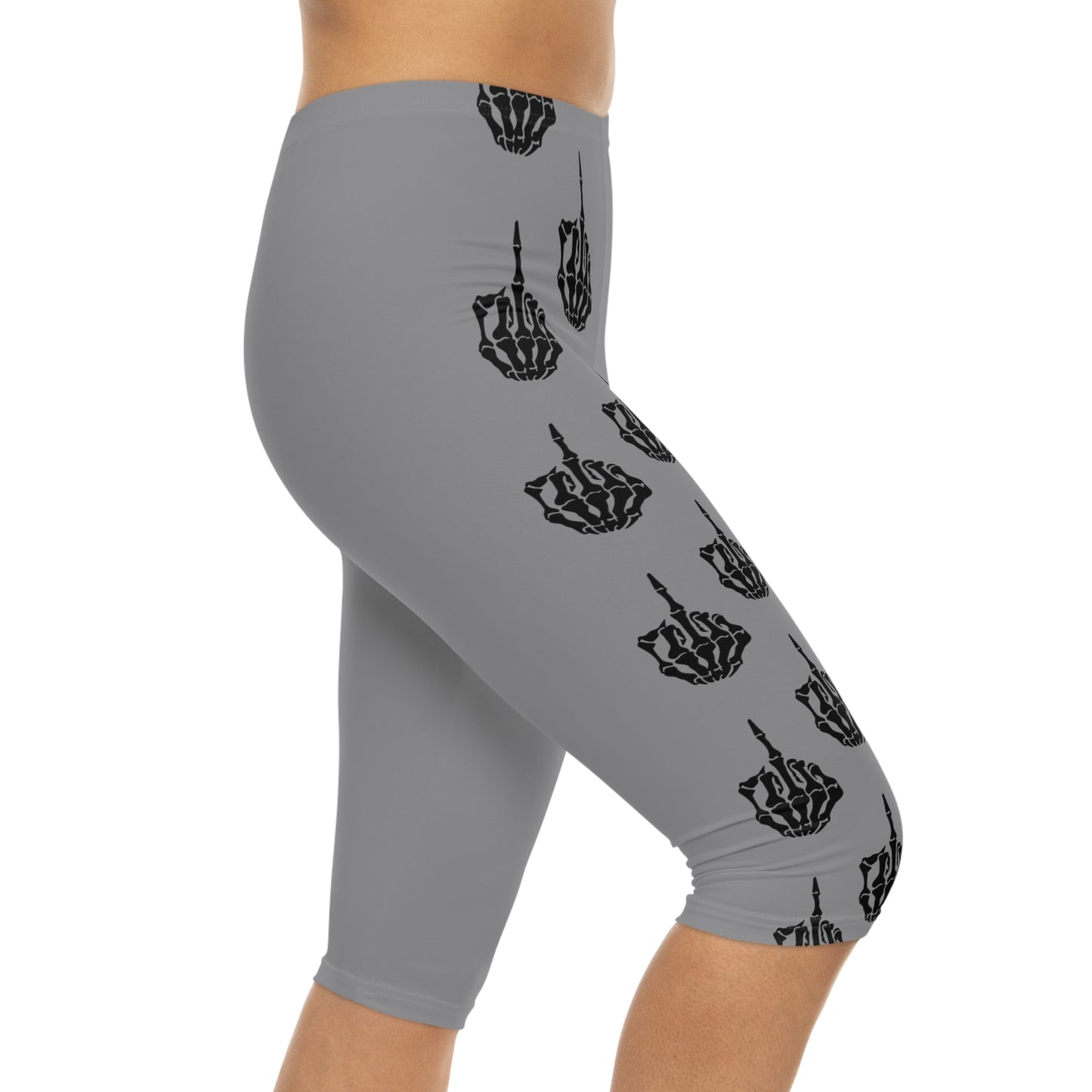 Skeleton Middle Finger - Capri Leggings