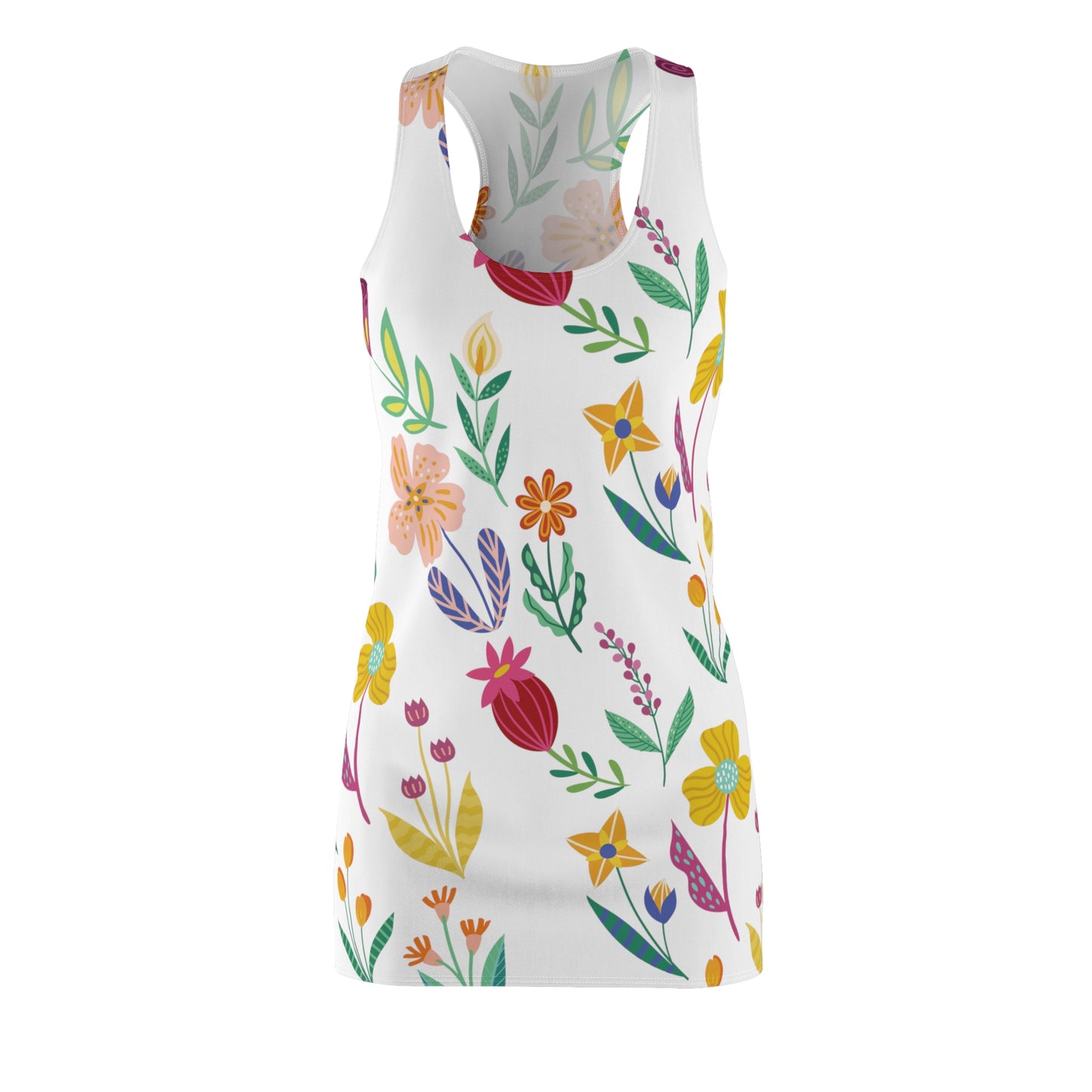 Colorful Flowers Cut & Sew Racerback Dress