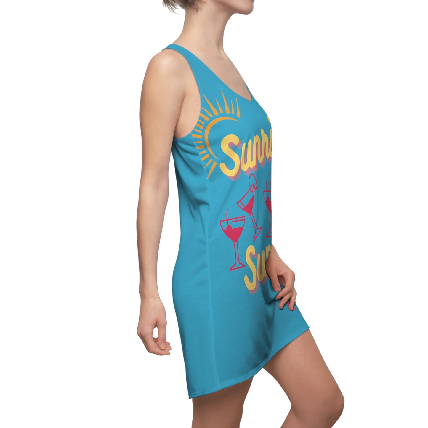 Beach Wear 02 Cut & Sew Racerback Dress (Turquoise)