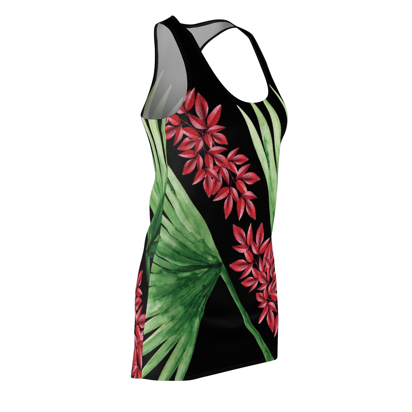 Red Flowers Cut & Sew Racerback Dress