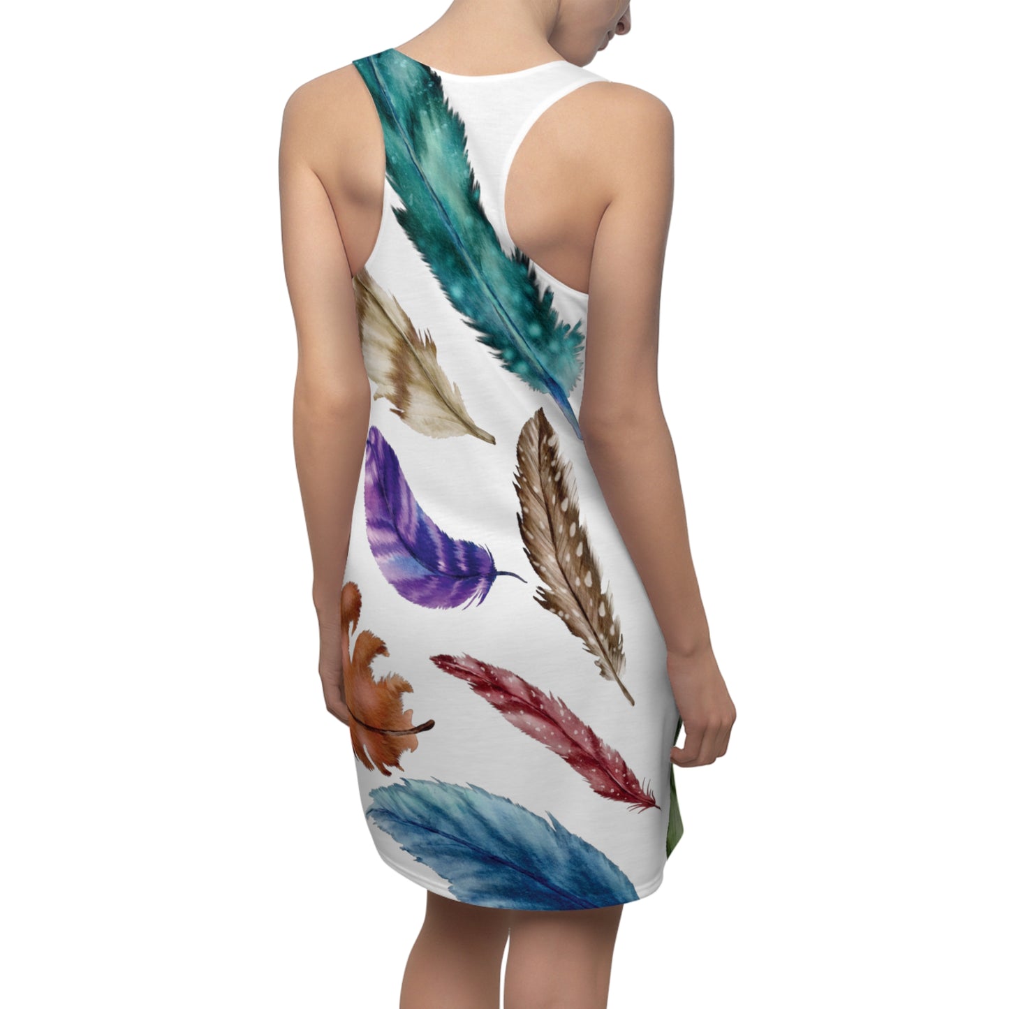 Large Feathers Cut & Sew Racerback Dress