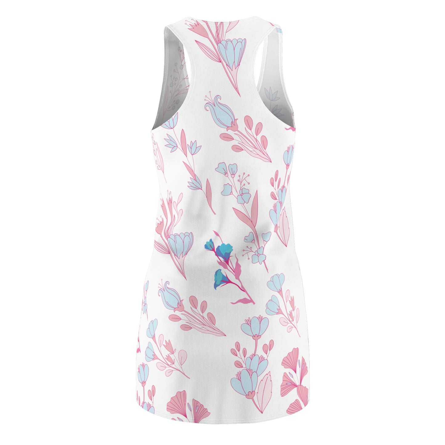 Blue Pink Flowers Cut & Sew Racerback Dress