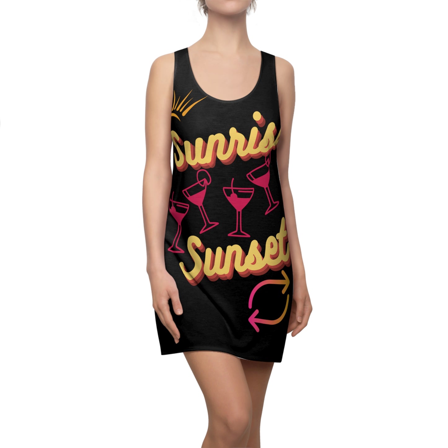 Beach Wear 02 Cut & Sew Racerback Dress (Black)