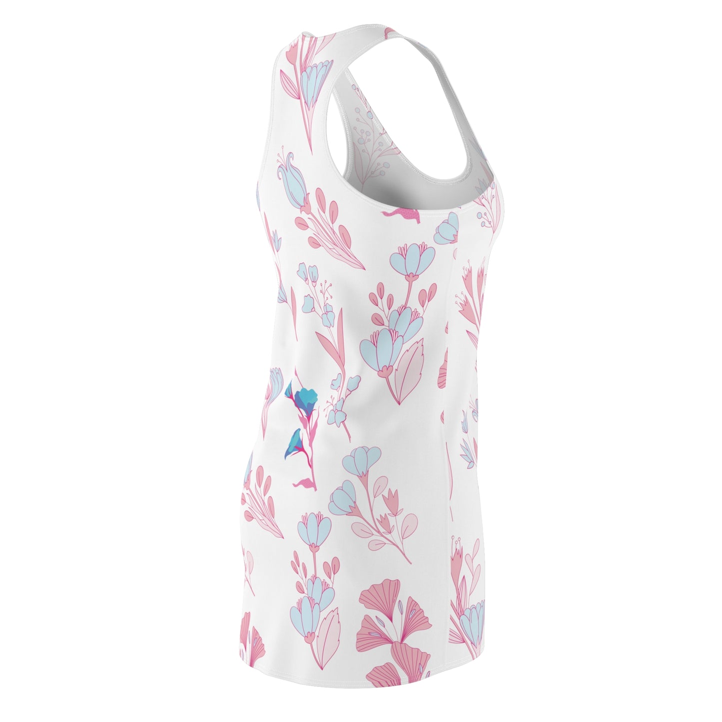 Blue Pink Flowers Cut & Sew Racerback Dress