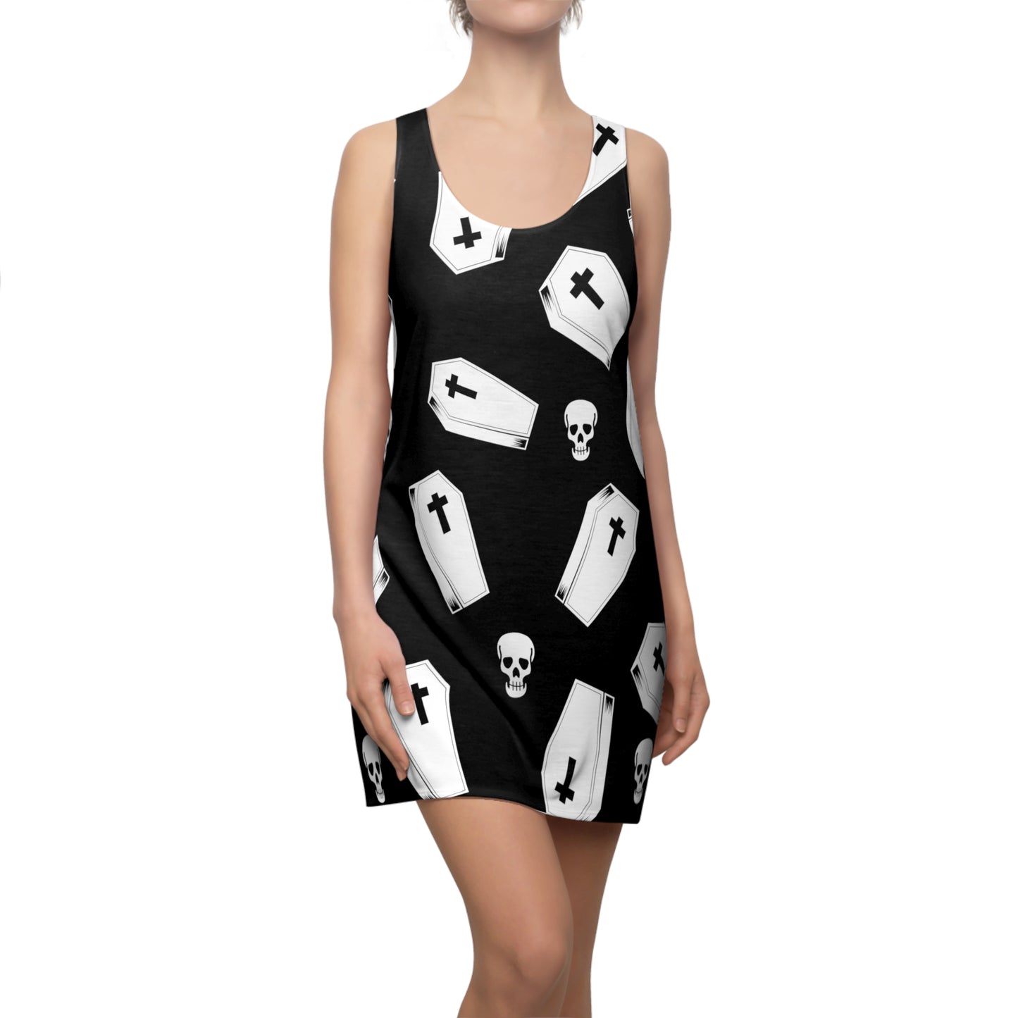 Coffin and Skull Cut & Sew Racerback Dress