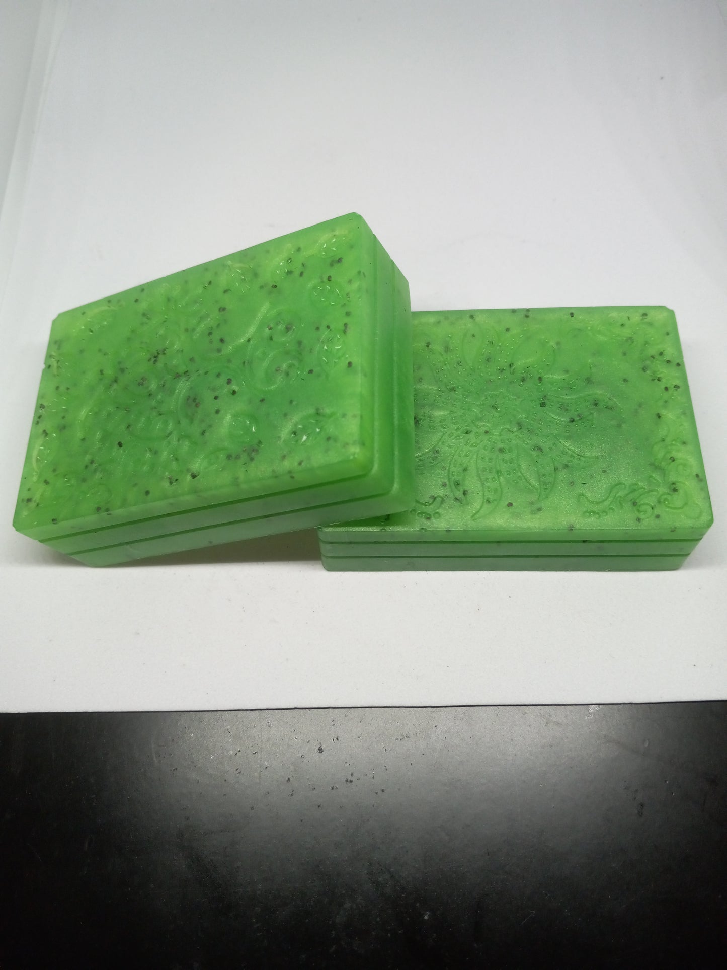 Green Tea and Cucumber - Hand Poured Exfoliating Olive Oil / Hemp Seed Oil Soap
