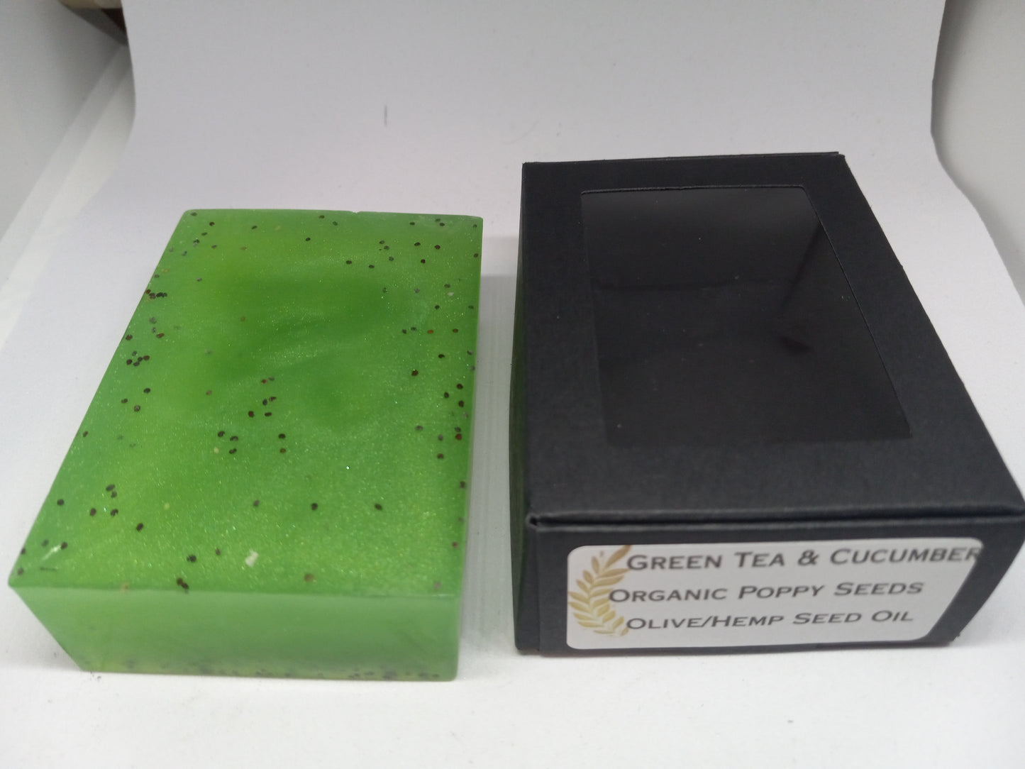 Green Tea and Cucumber - Hand Poured Exfoliating Olive Oil / Hemp Seed Oil Soap