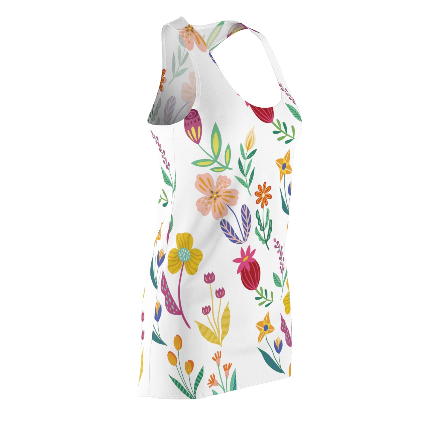 Colorful Flowers Cut & Sew Racerback Dress