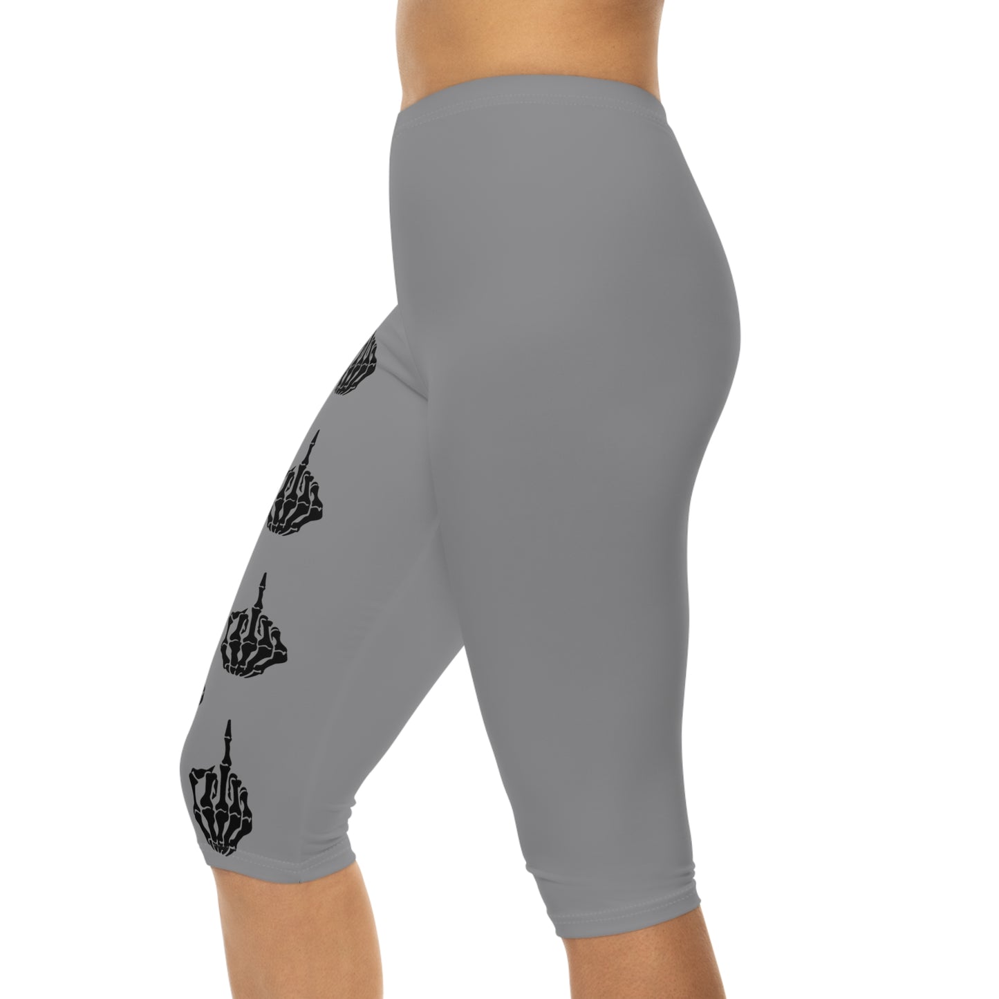 Skeleton Middle Finger - Capri Leggings