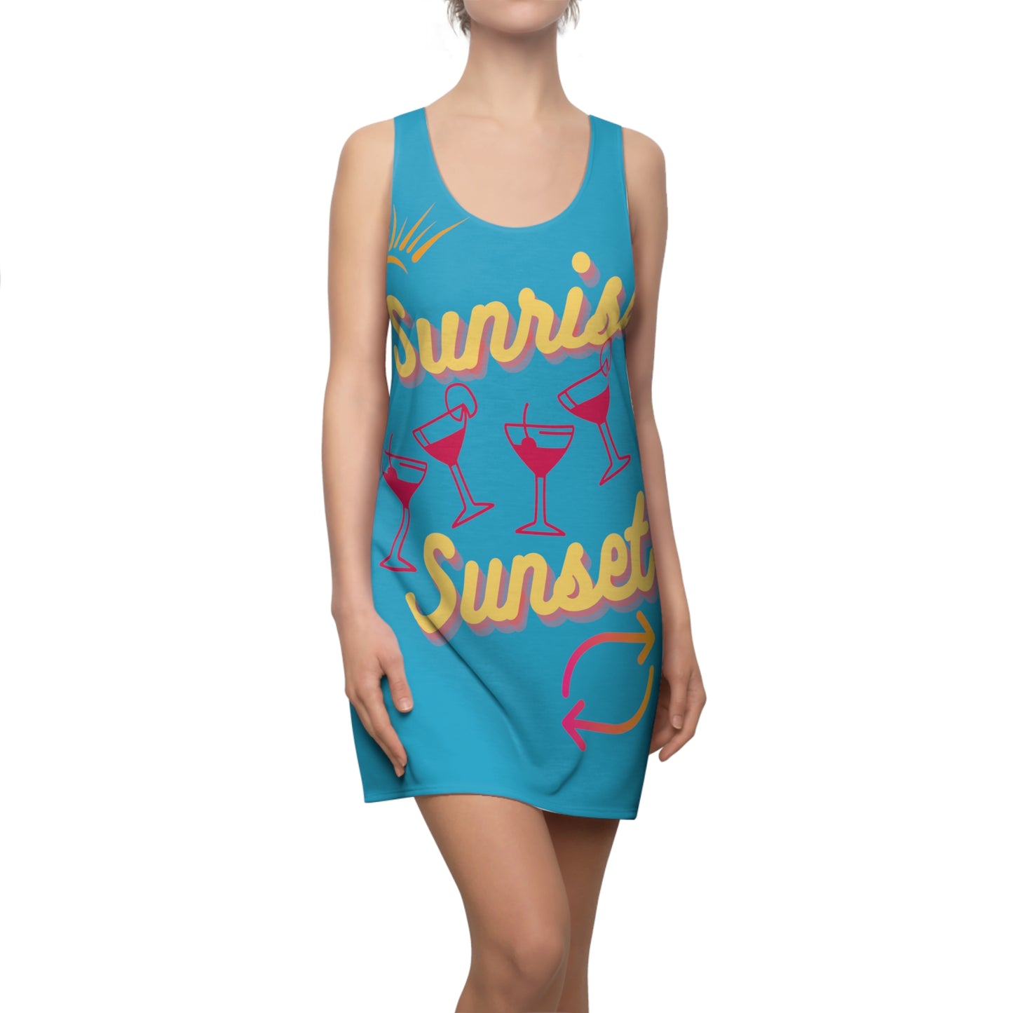 Beach Wear 02 Cut & Sew Racerback Dress (Turquoise)