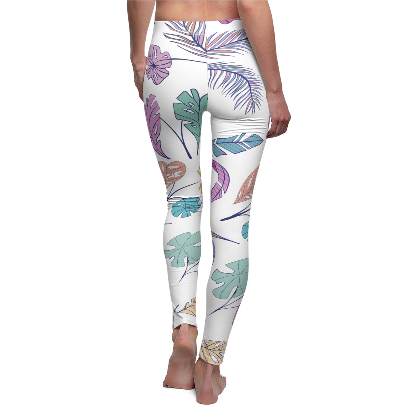 Pastel Leaves Cut & Sew Casual Leggings