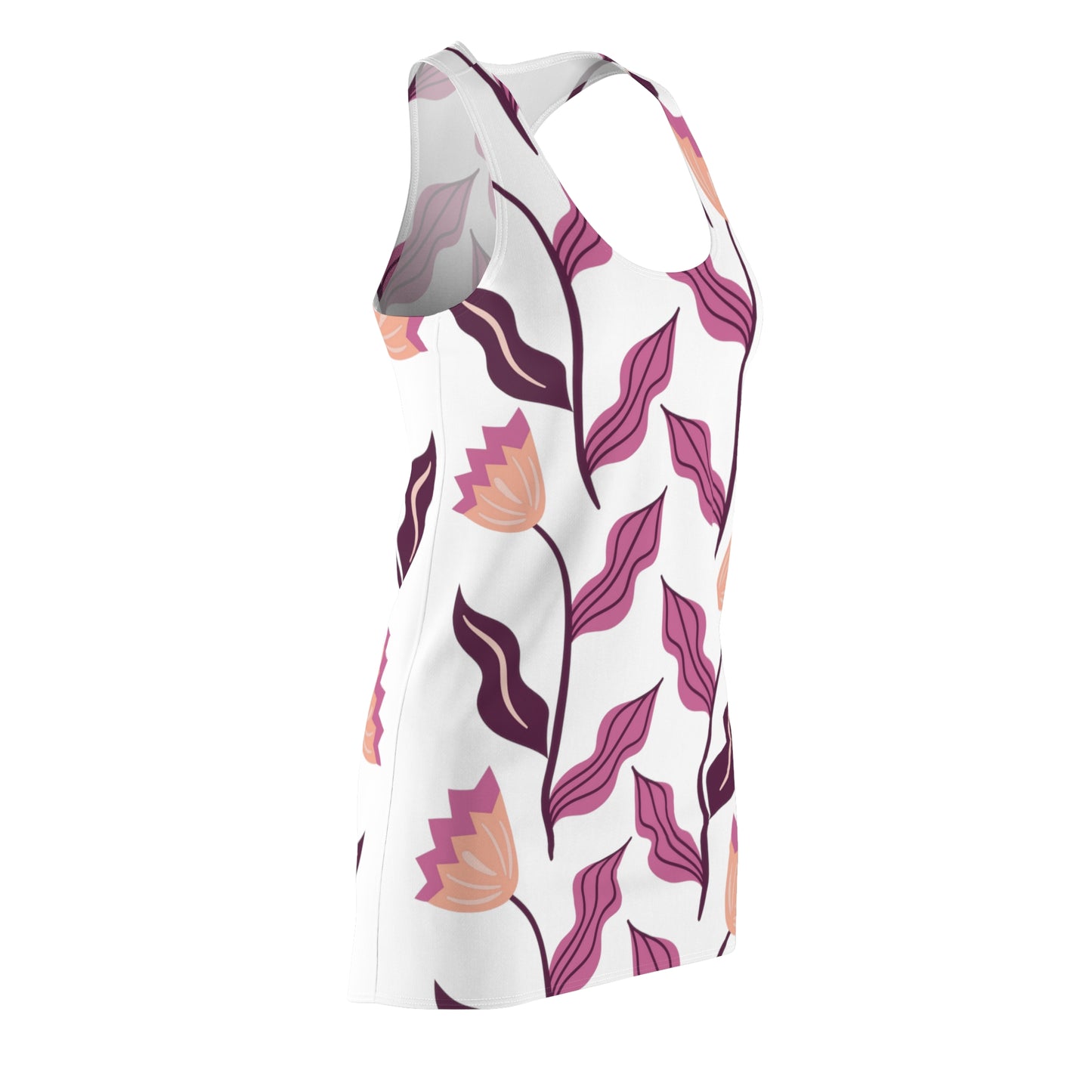 Purple Flowers Cut & Sew Racerback Dress (AOP)