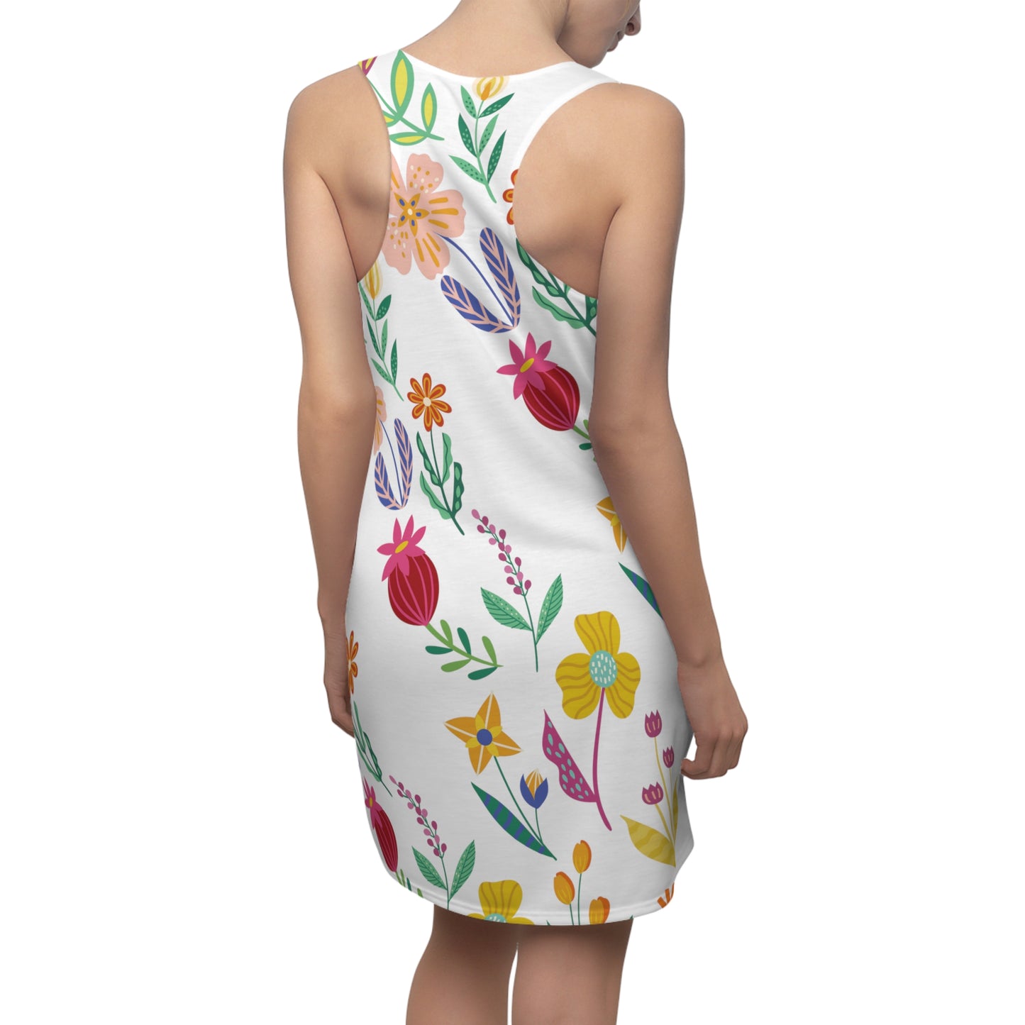 Colorful Flowers Cut & Sew Racerback Dress