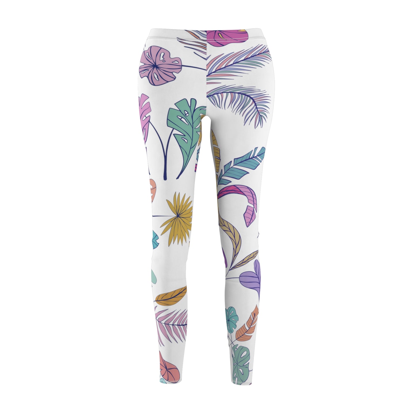 Pastel Leaves Cut & Sew Casual Leggings
