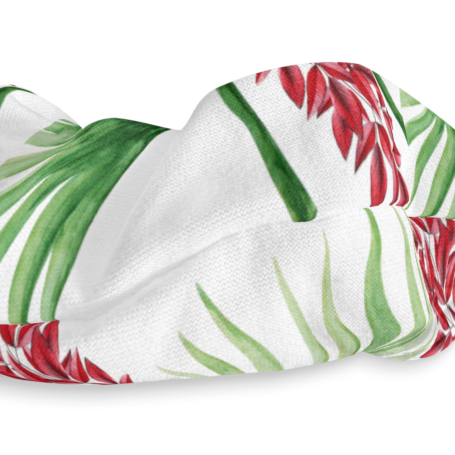 Tropical Green and Red Leaves - Scrunchie