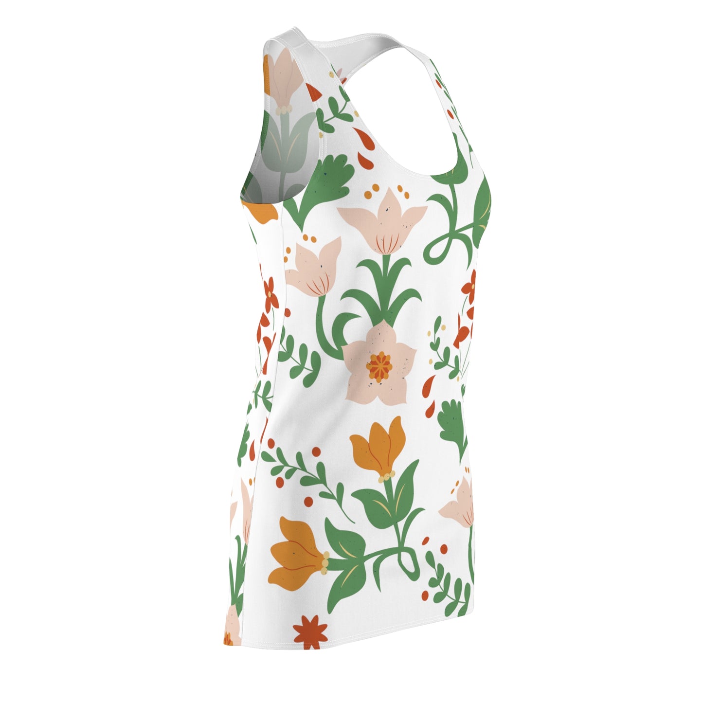 Garden Flowers Cut & Sew Racerback Dress (White)