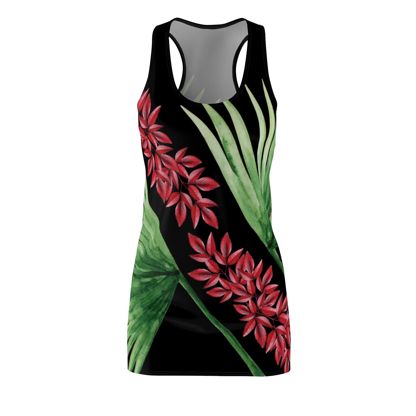 Red Flowers Cut & Sew Racerback Dress