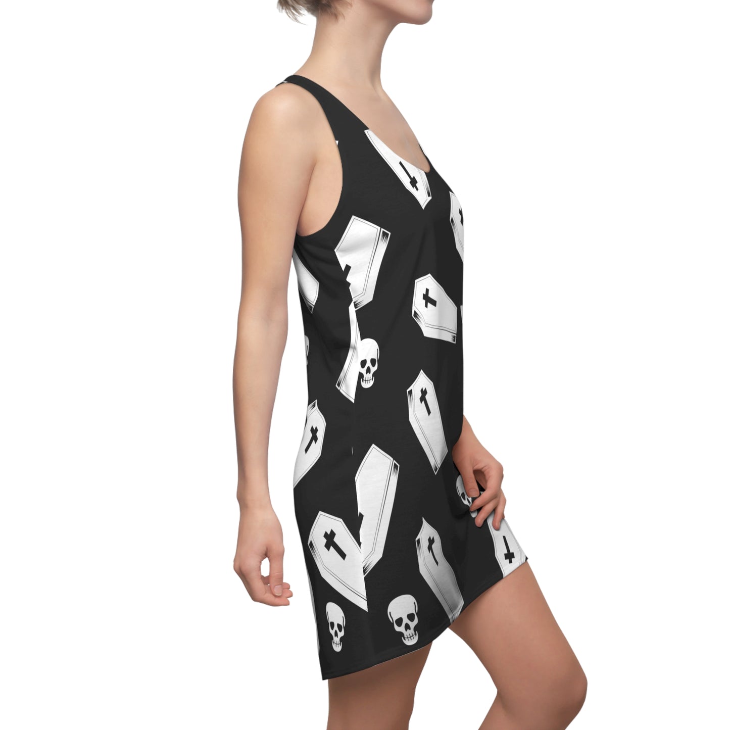 Coffin and Skull Cut & Sew Racerback Dress