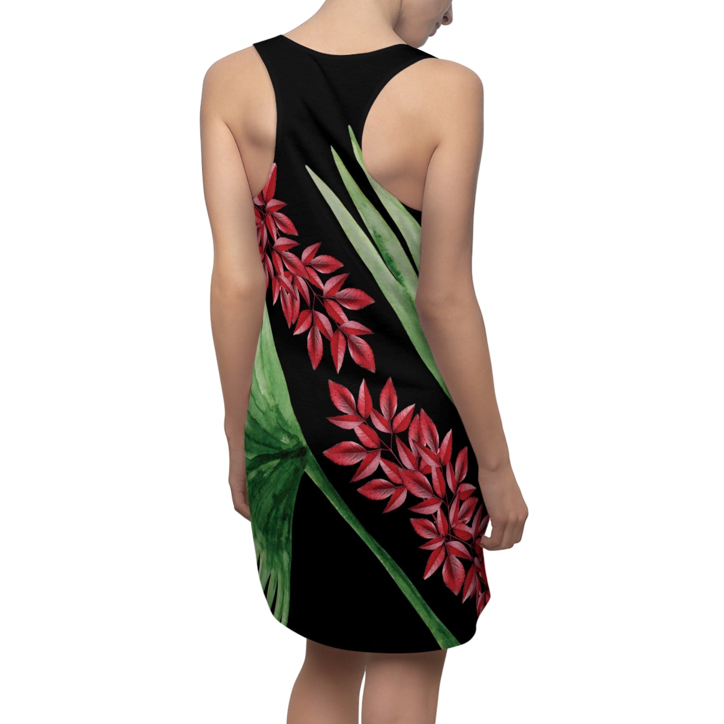 Red Flowers Cut & Sew Racerback Dress