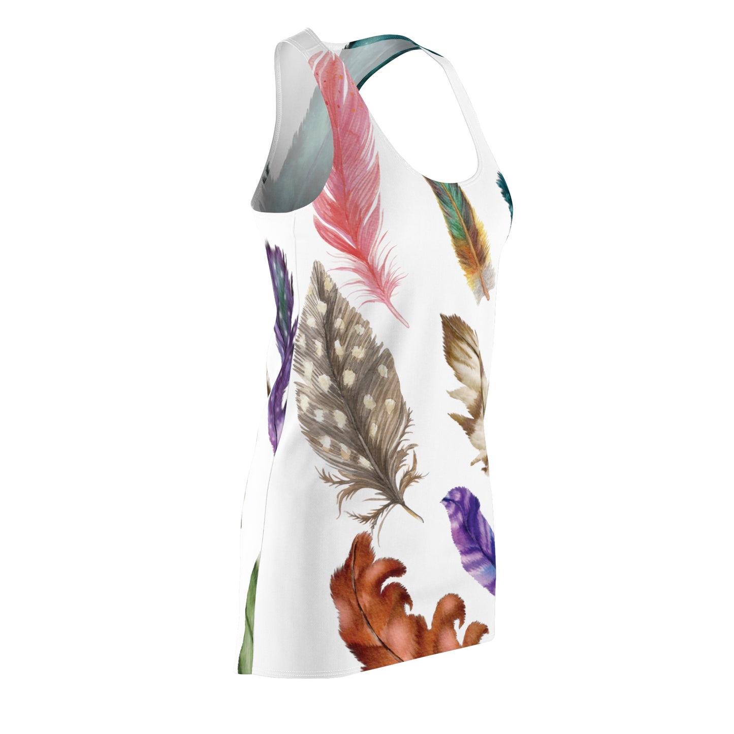 Large Feathers Cut & Sew Racerback Dress