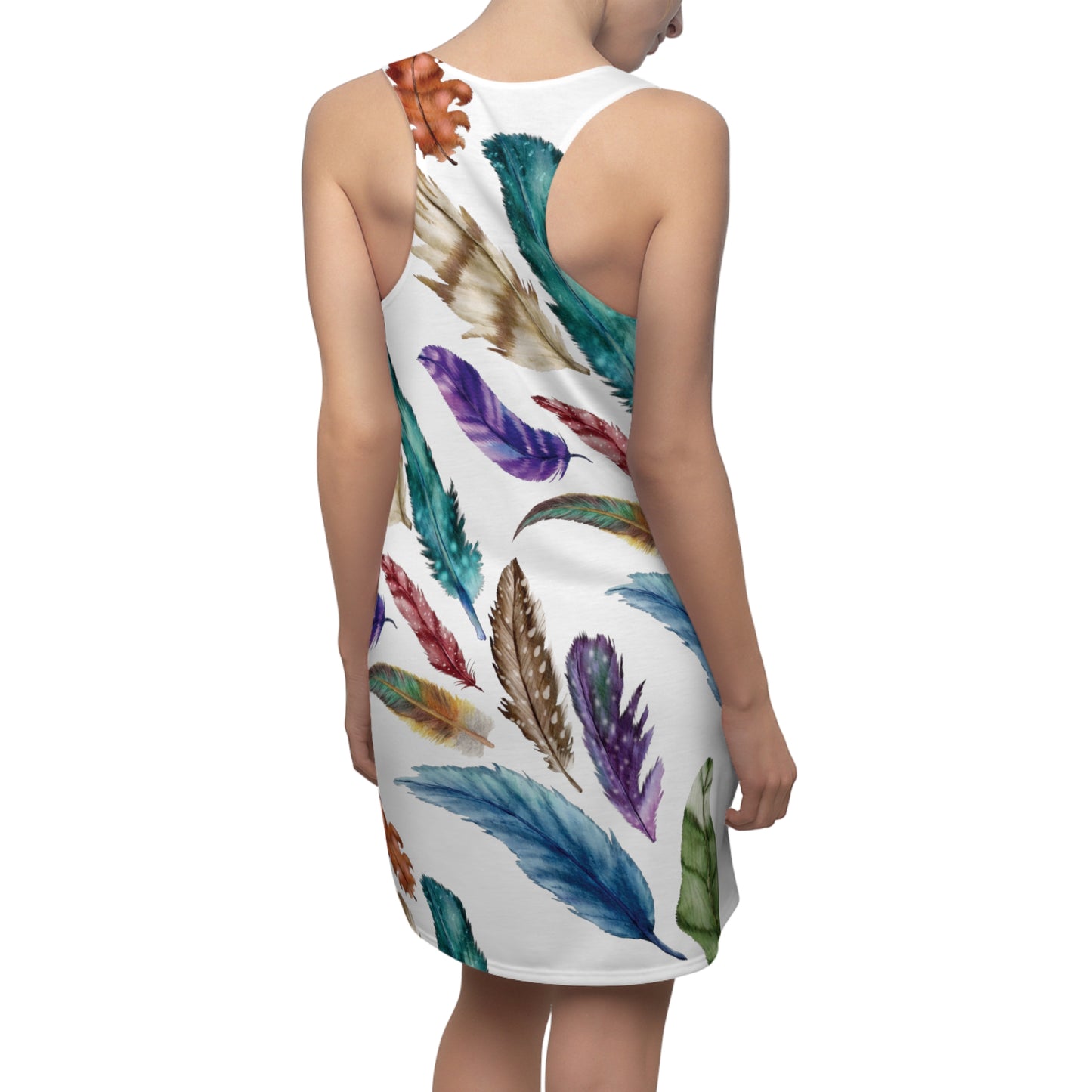 Colorful Feathers Cut & Sew Racerback Dress