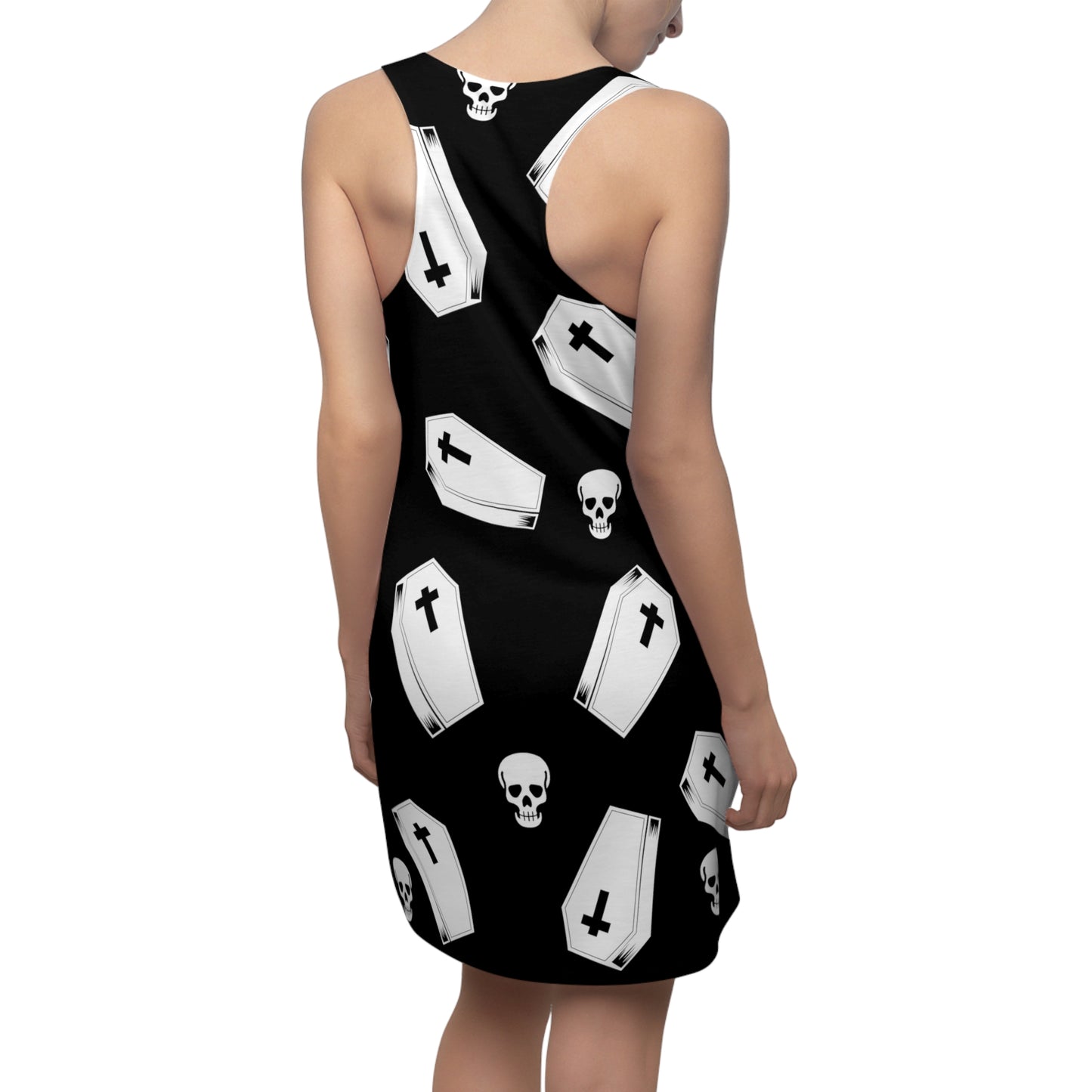 Coffin and Skull Cut & Sew Racerback Dress