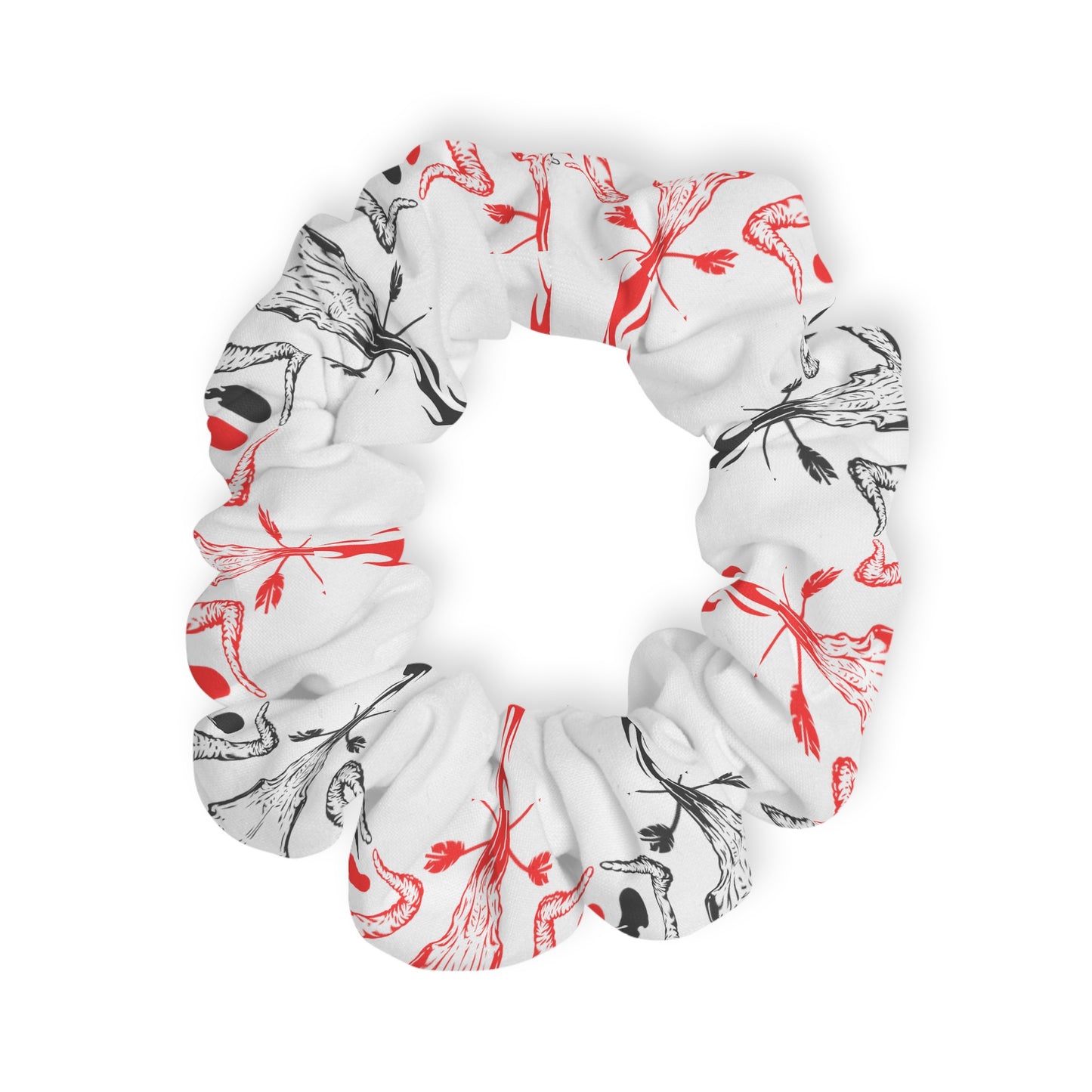 Red and Black Flaming Bull Skull - Scrunchie