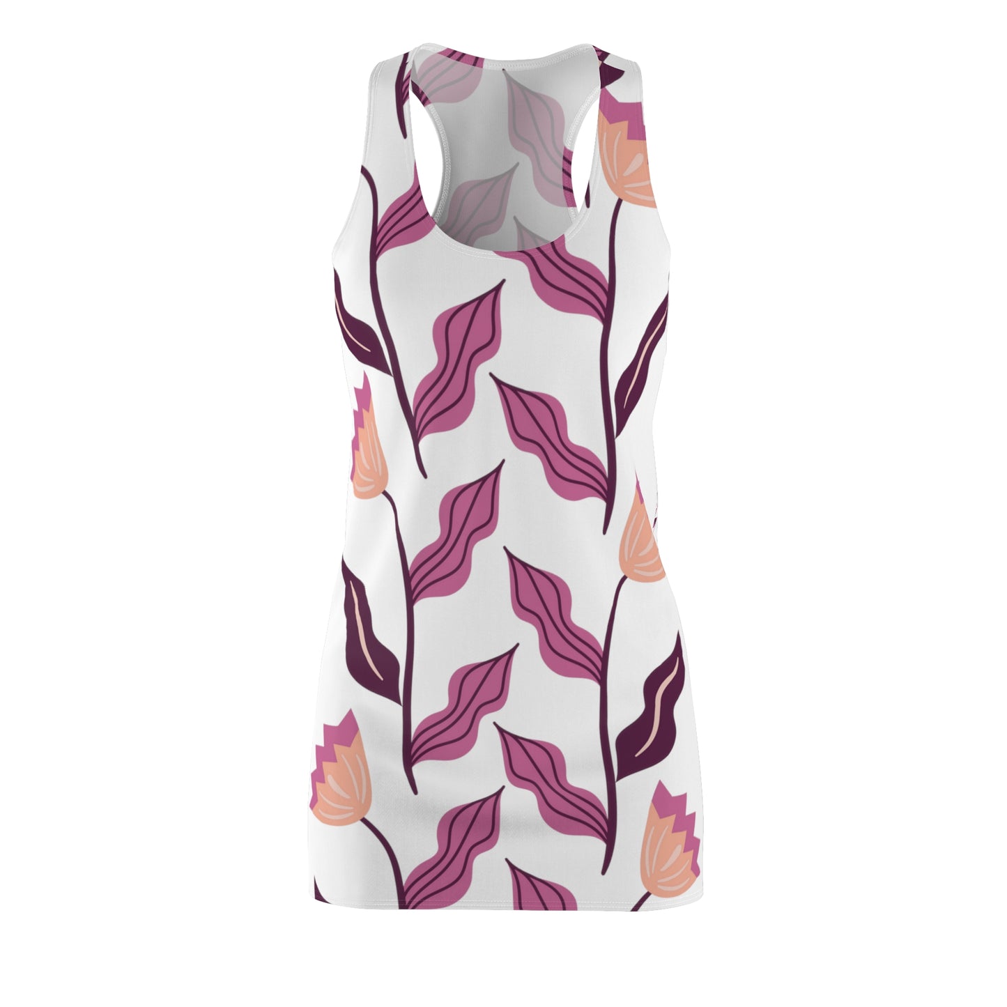 Purple Flowers Cut & Sew Racerback Dress (AOP)