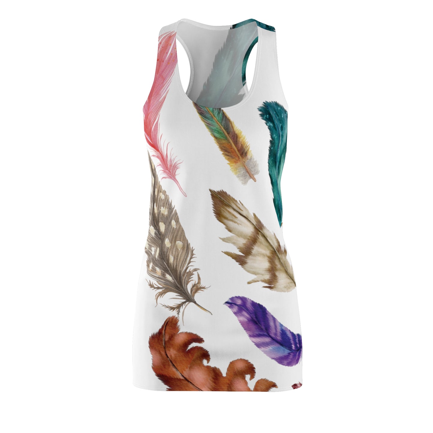 Large Feathers Cut & Sew Racerback Dress