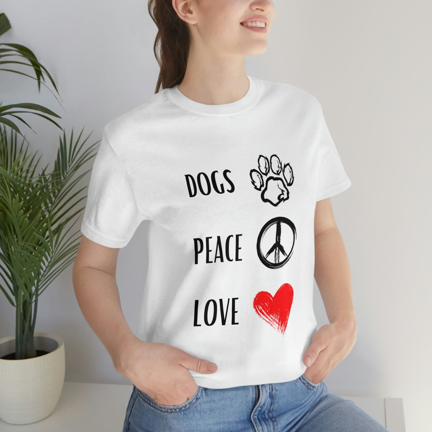 Dogs Peace Red Love - Short Sleeve Tee 01
