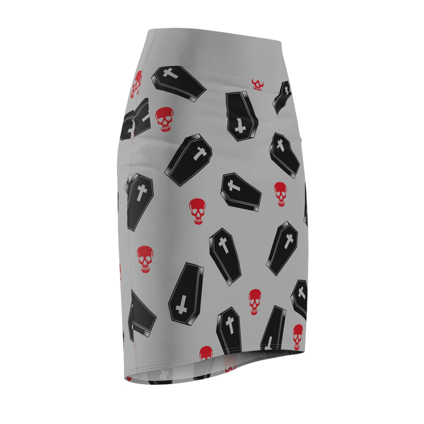 Coffin and Red Skull Pencil Skirt