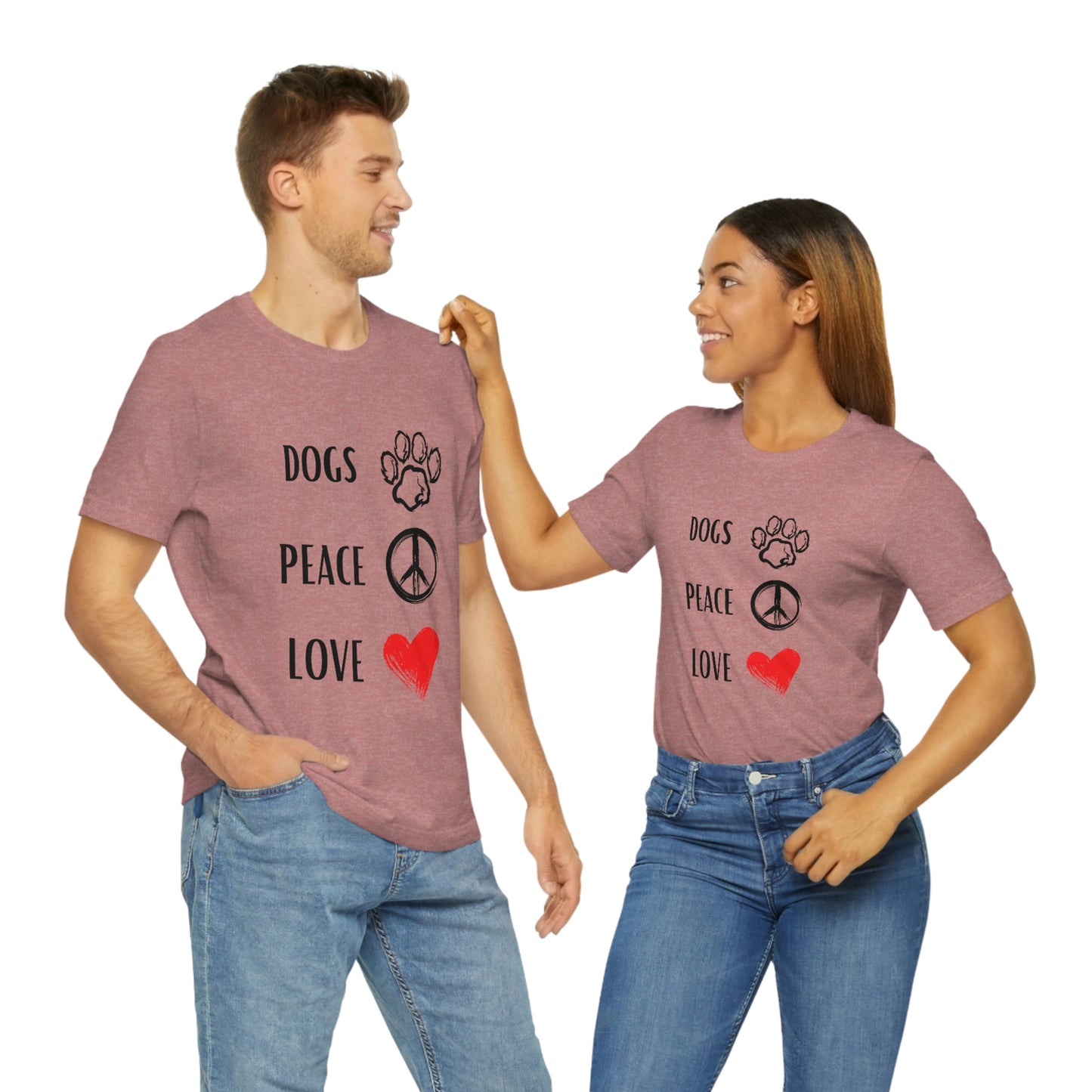 Dogs Peace Red Love - Short Sleeve Tee 01