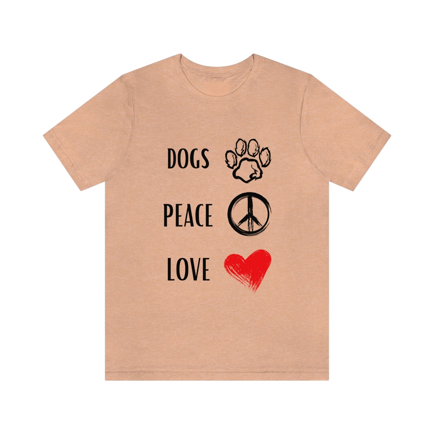 Dogs Peace Red Love - Short Sleeve Tee 01