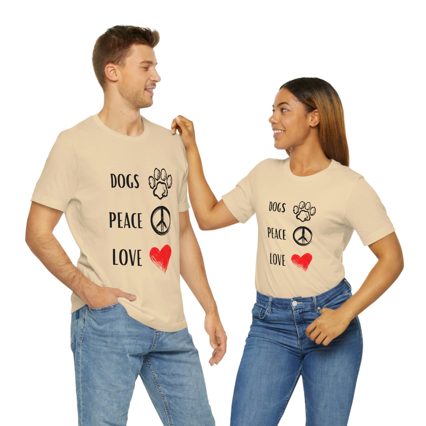 Dogs Peace Red Love - Short Sleeve Tee 01