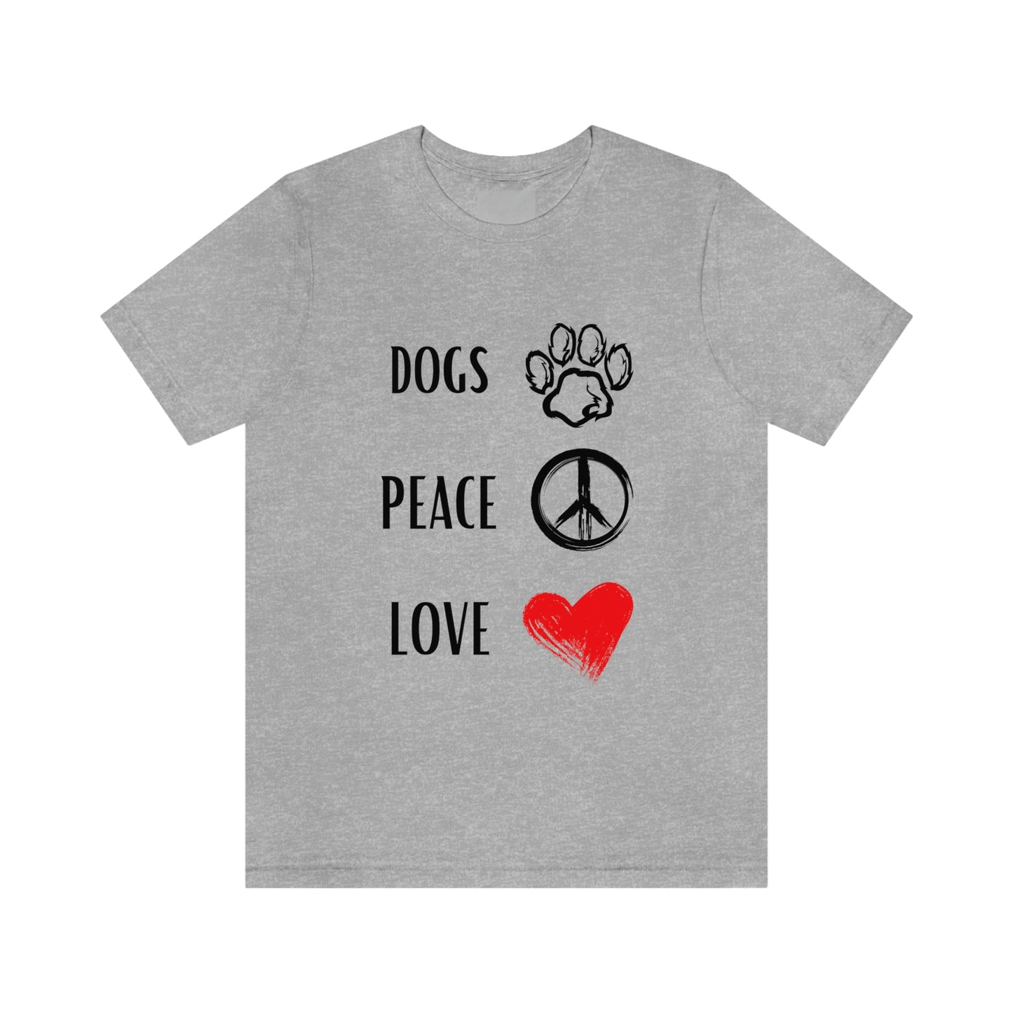 Dogs Peace Red Love - Short Sleeve Tee 01