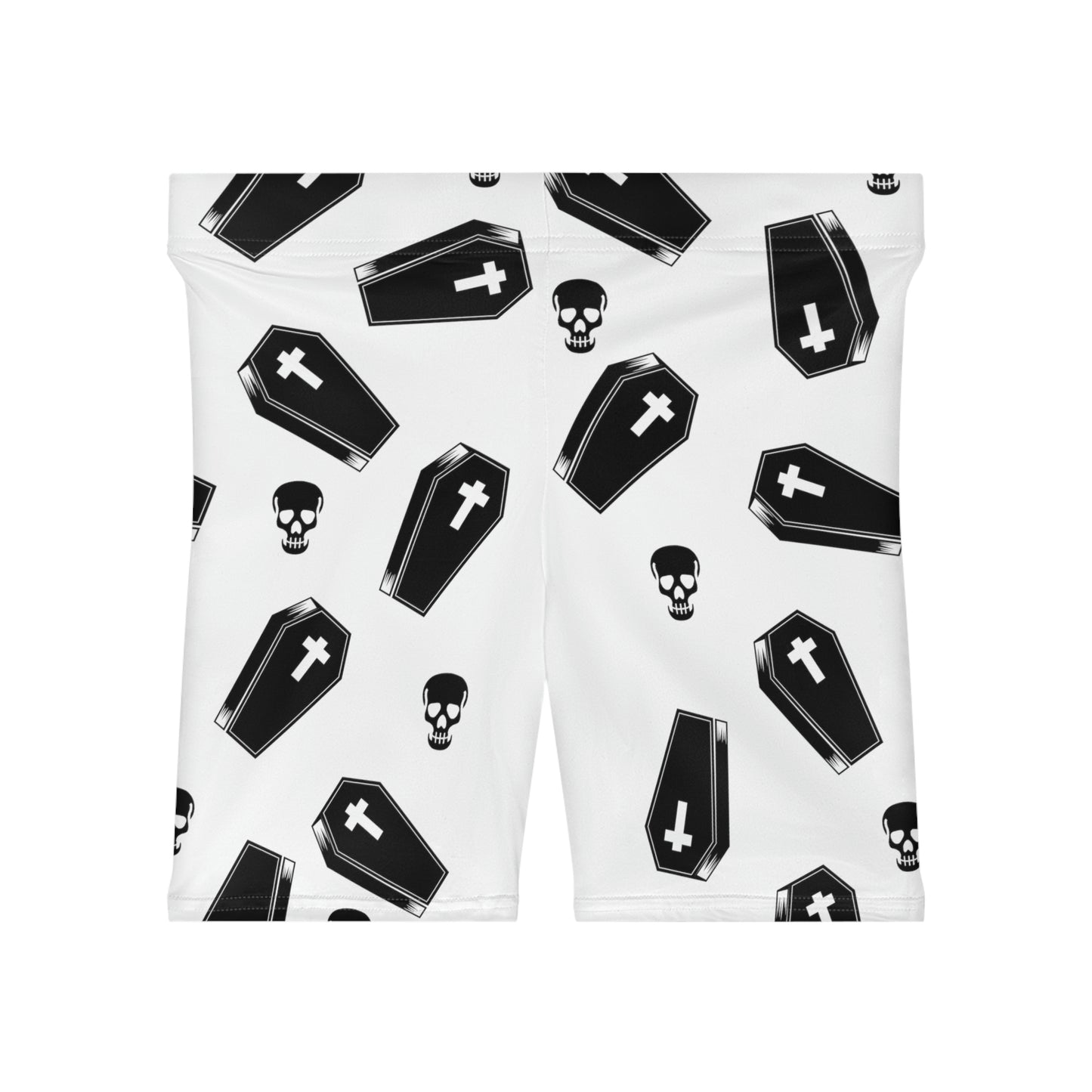 Coffin and Skulls Running Shorts - (B&W)
