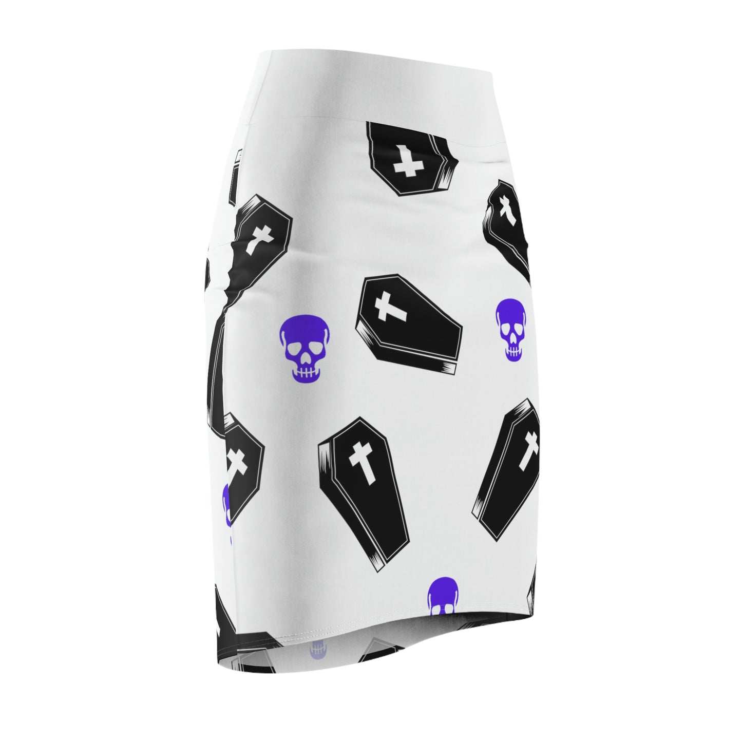Coffin and Purple Skull Pencil Skirt -(Large Print)
