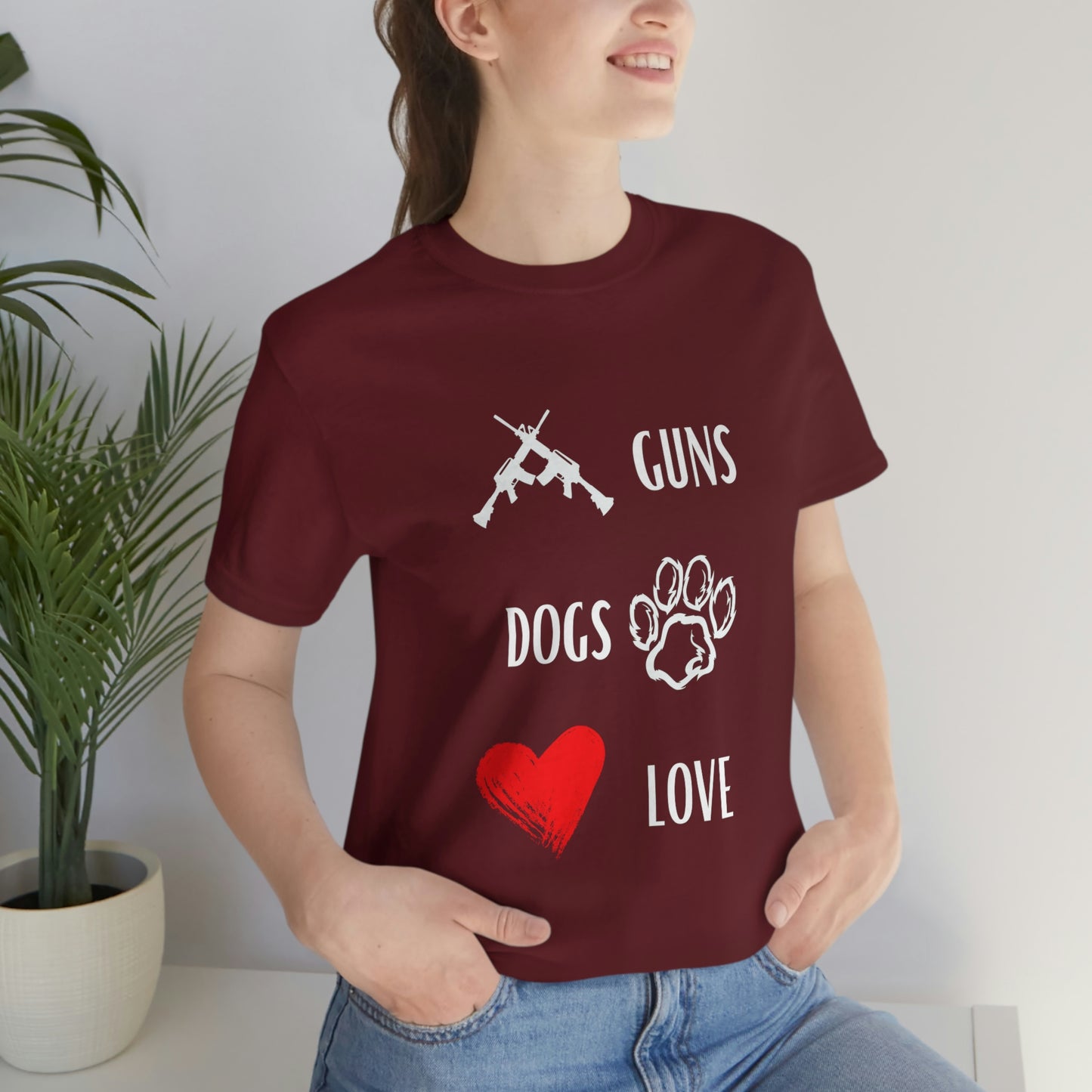 Guns Dogs Red Love - Short Sleeve Tee 01