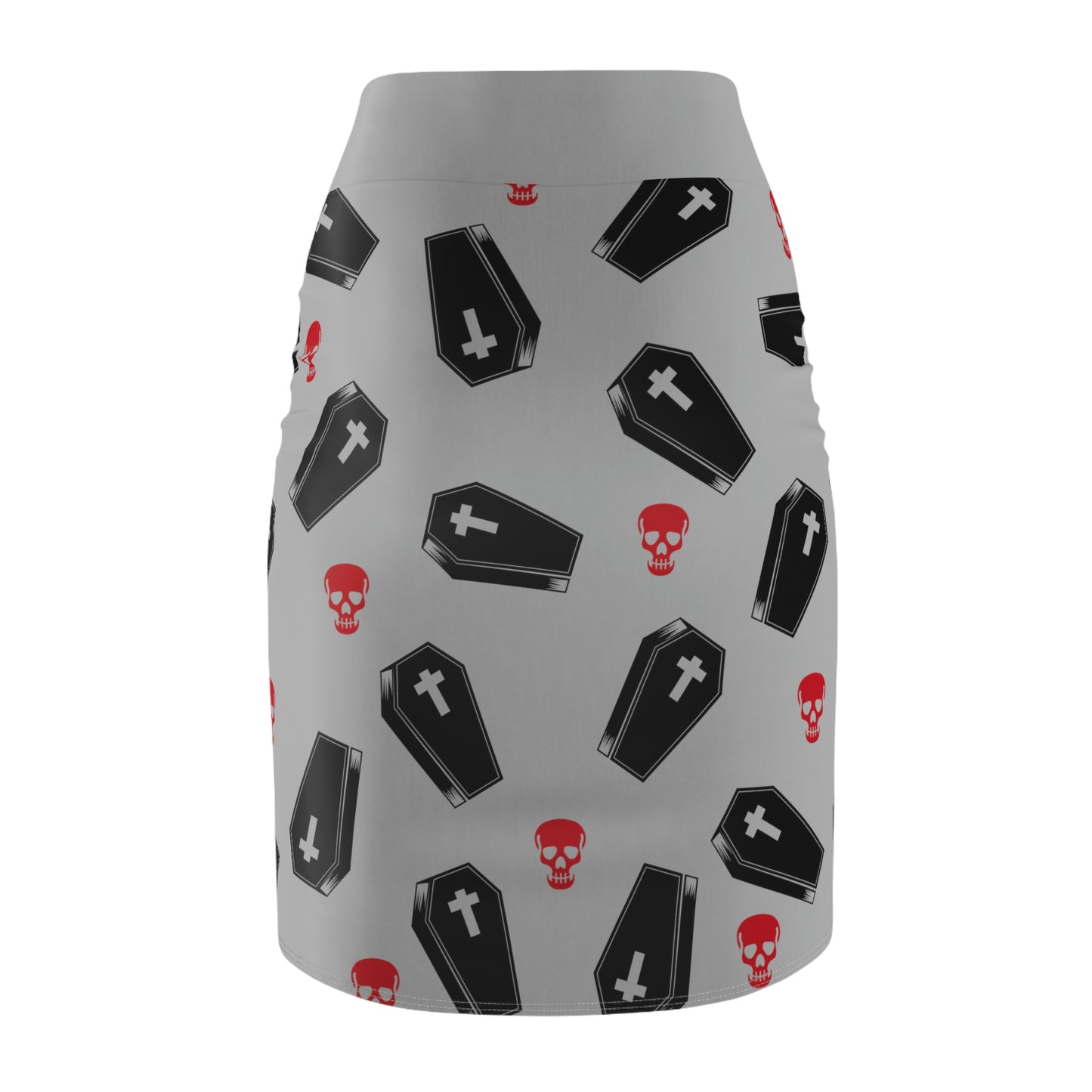 Coffin and Red Skull Pencil Skirt