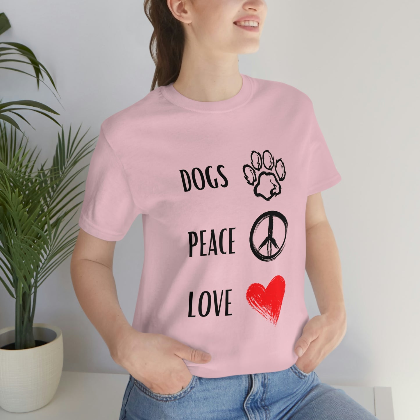Dogs Peace Red Love - Short Sleeve Tee 01